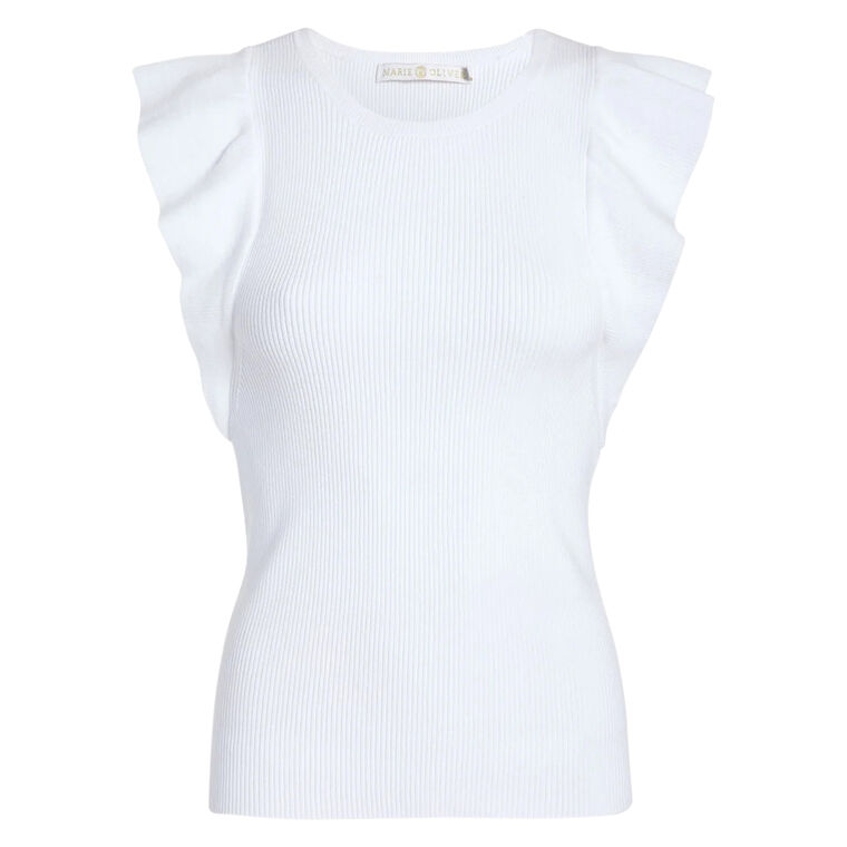 Rory Short Sleeve Rib Knit Ruffle Top image number null