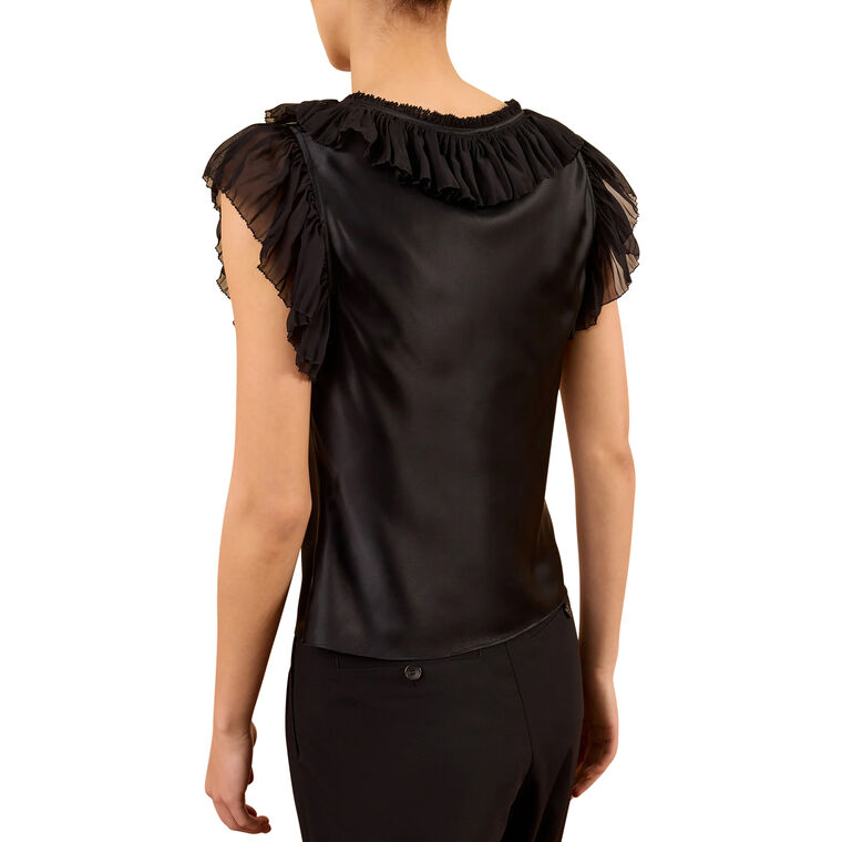 Ilyana Sleeveless Silk Top With Lace Up Neckline image number null