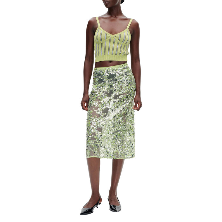 Shania Herbal Garden Sequin Midi Skirt image number null
