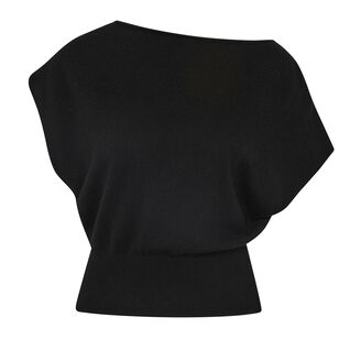 Short Sleeve Cashmere Asymmetric Top