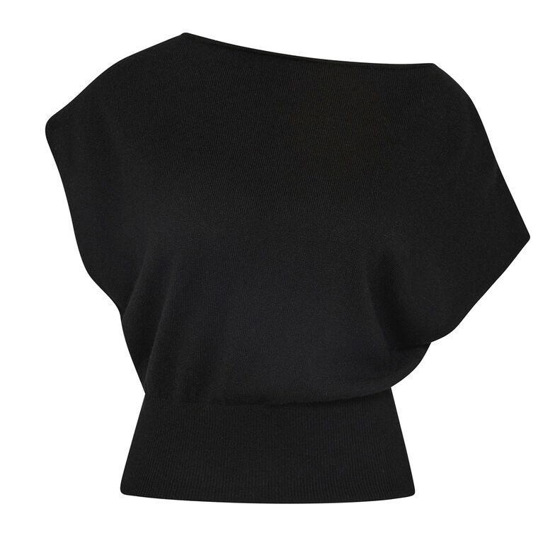Short Sleeve Cashmere Asymmetric Top image number null