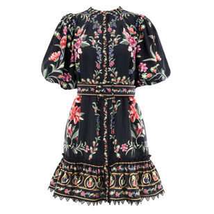 Belle Garden Print Belted Mini Dress