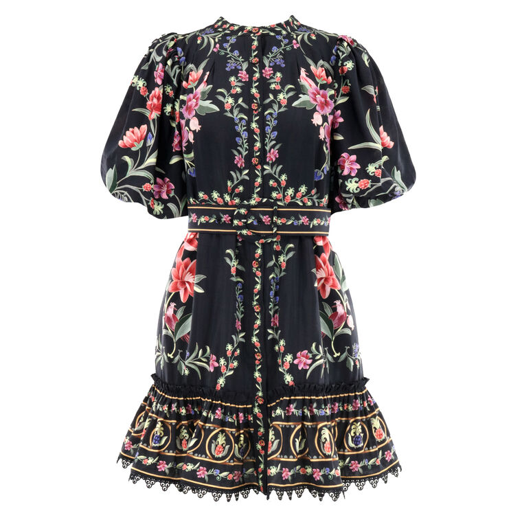Belle Garden Print Belted Mini Dress image number null