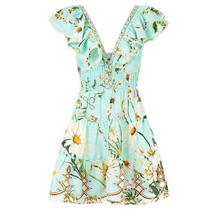 Tiered Short Dress With Neck Frill