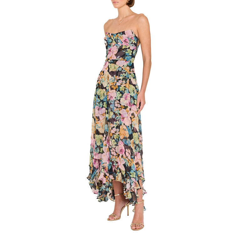 Monterey Strapless Floral Midi Dress image number null