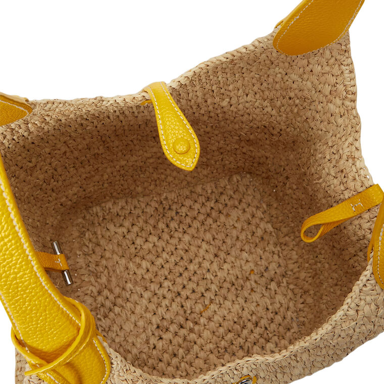 Polo Play Raffia-Leather Logo Tote image number null