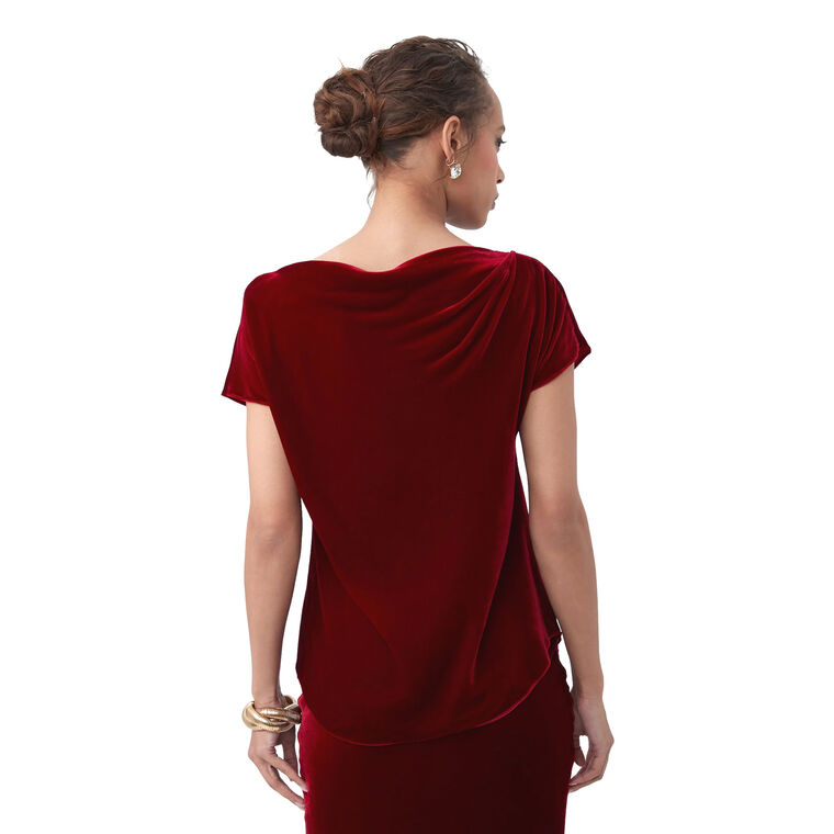 Sintha Velvet Boatneck Short Sleeve Top image number null