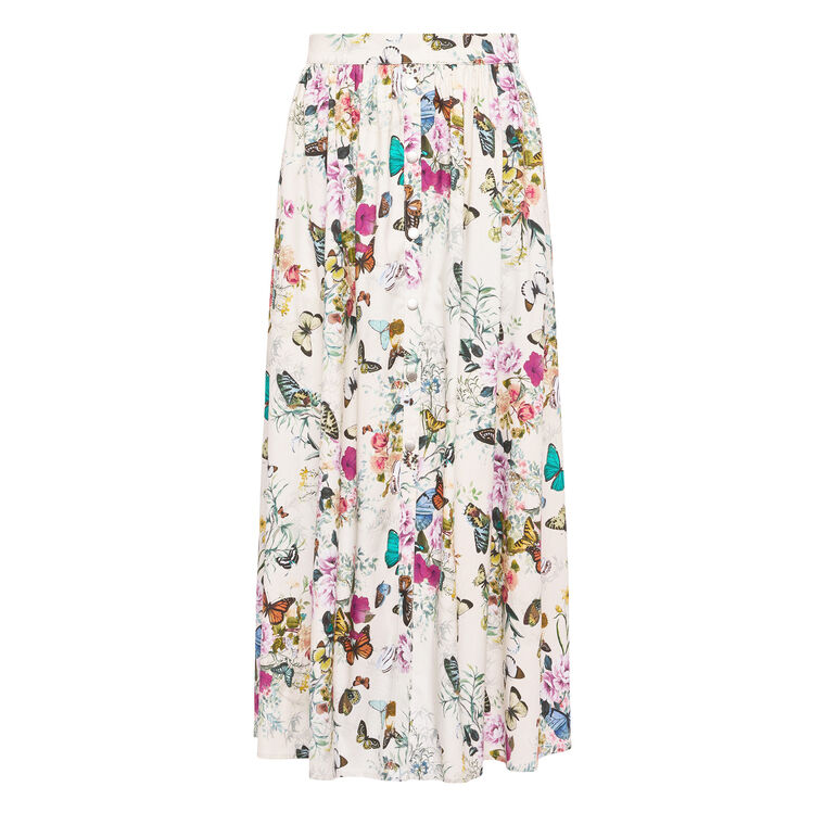 Seina Front Pleated Poplin Midi Skirt image number null