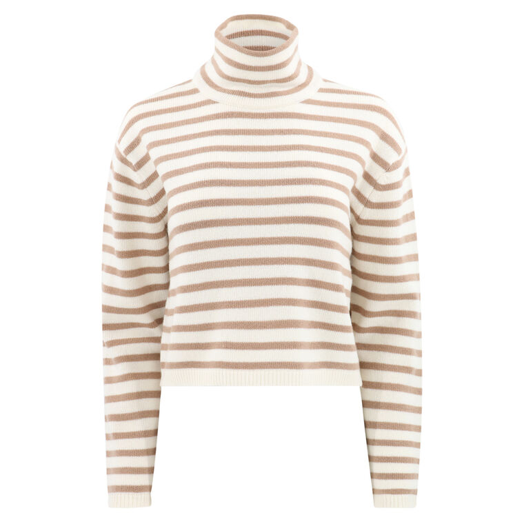 Cropped Stripe Turtleneck image number null
