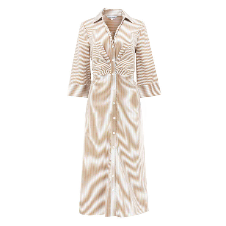 Haydon 3/4 Sleeve Stripe Midi Shirt Dress image number null
