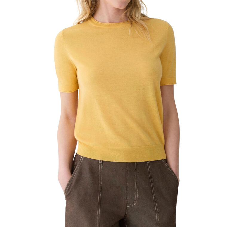 Short Sleeve Crewneck Cashmere Sweater image number null