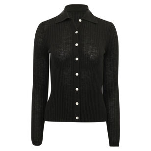 Ribbed Button Front Polo