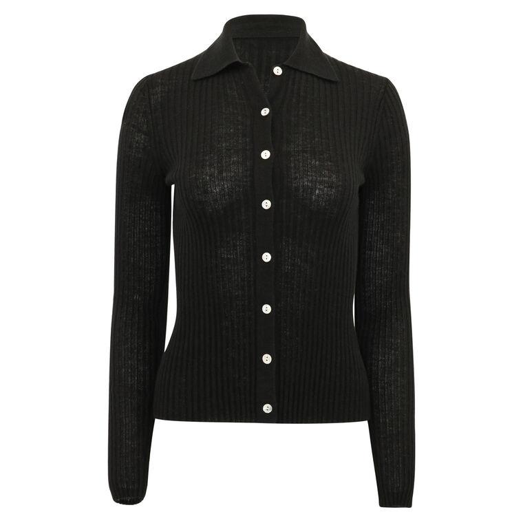 Ribbed Button Front Polo image number null
