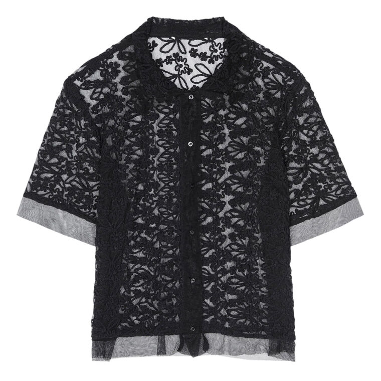 The Cotillion Corded Lace Mesh Top With Cami image number null