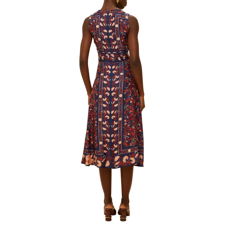 Boho Floral Scarf Midi Dress image number null