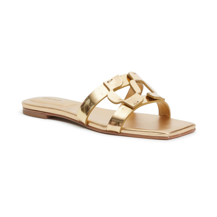 Simkhai Monogram Metallic Flat Slide Sandal image number null