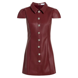 Anika Short Sleeve Vegan Leather Mini Dress