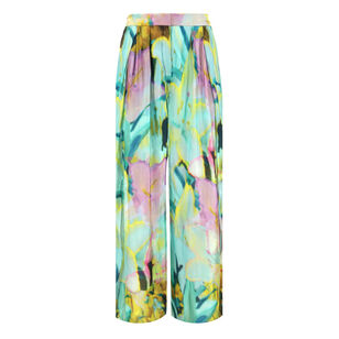 Loretta Lotus Metallic Satin Wide-Leg Pant