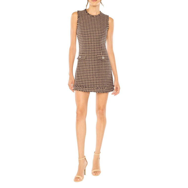 Azalea Sleeveless Houndstooth Mini Dress image number null