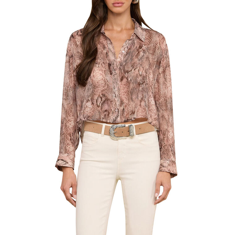 Cosette Long Sleeve Cropped High-Low Shirt image number null