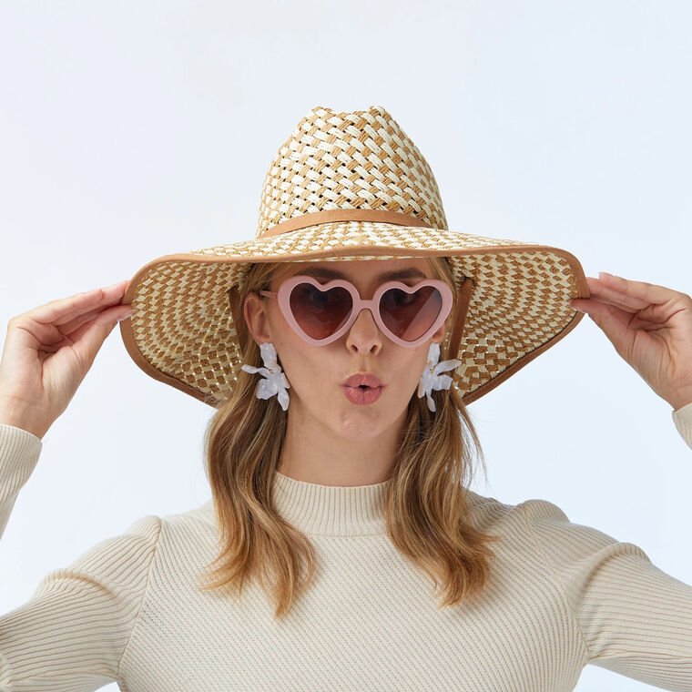 Natural Straw Checkered Hat image number null