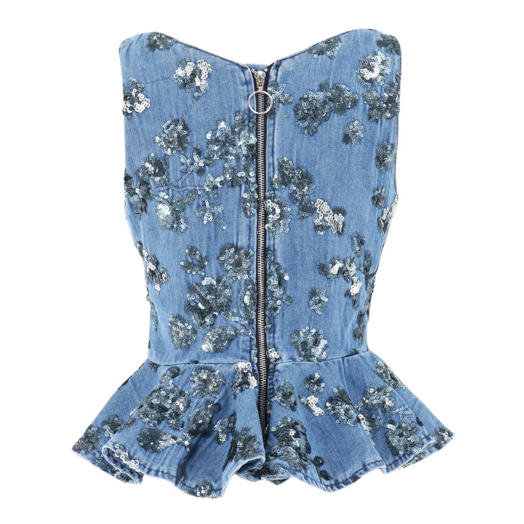 Sequin Embroidered Denim Corset image number null