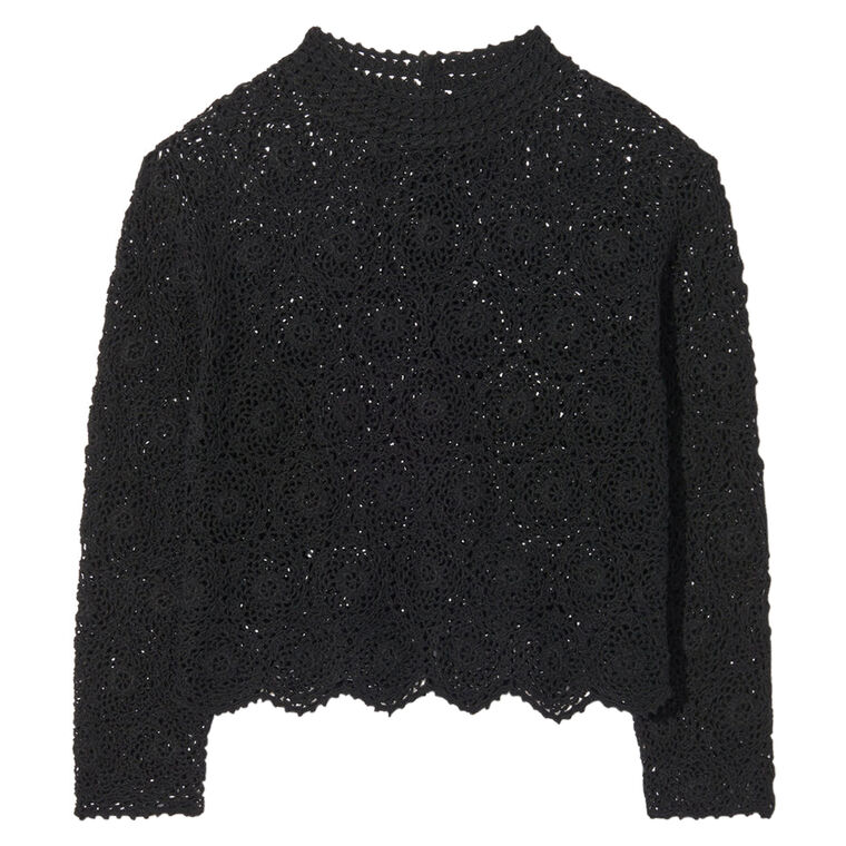 Gibson Mock Neck Crochet Sweater image number null