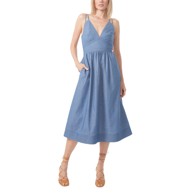 Floria Sleeveless Chambray Midi Dress image number null