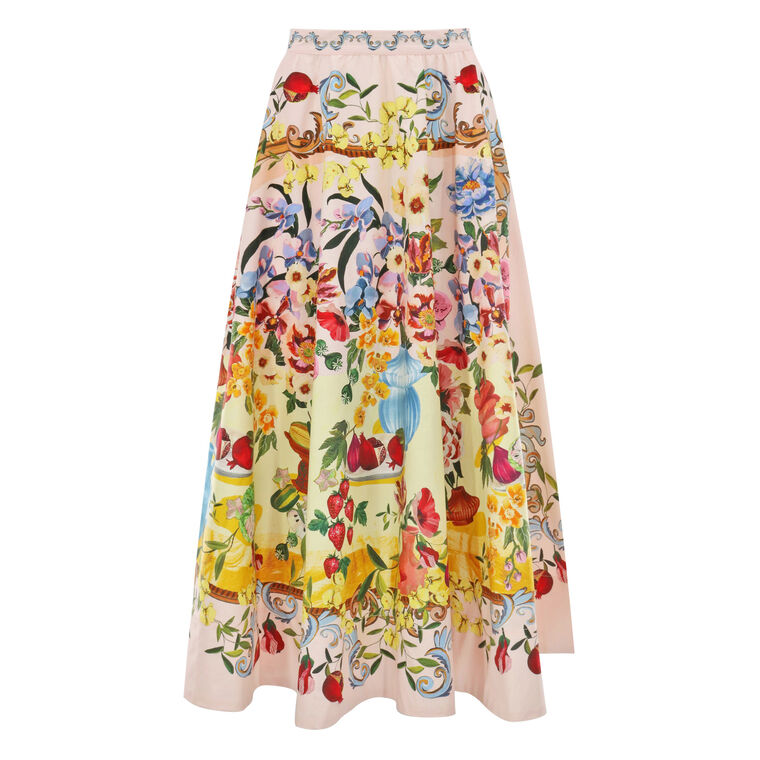 Garden Terrace Organic Cotton Midi Skirt image number null