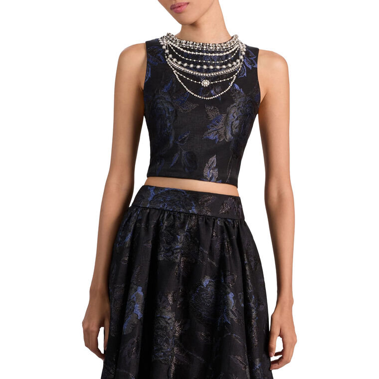 Cherra Jacquard Sleeveless Structured Crop Top image number null
