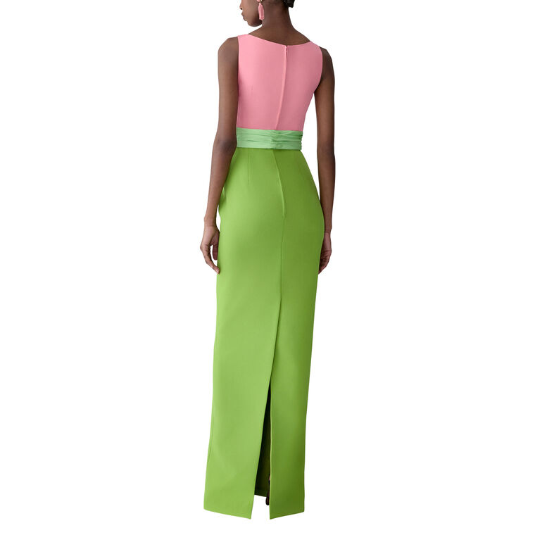 Sleeveless Boat Neck Gown With Detachable Skirt image number null