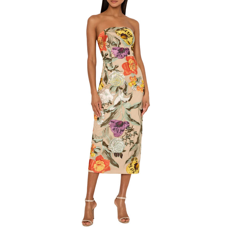 Shiloh Embroidered Strapless Midi Dress image number null