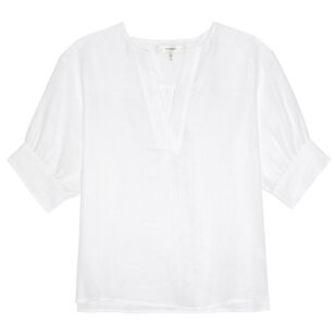 The Linen V-Neck Popover Top