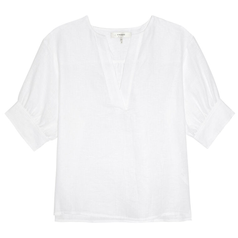 The Linen V-Neck Popover Top image number null