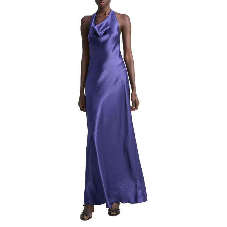 Sleeveless Satin Cowl-Neck Maxi Dress image number null