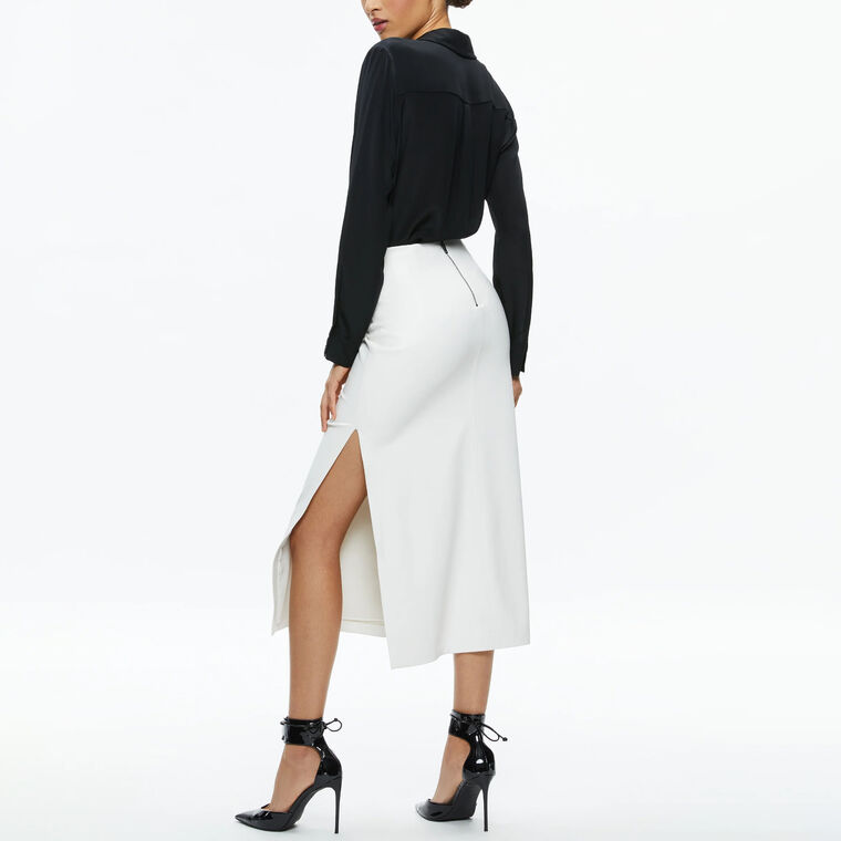 Maeve Vegan Leather Slip Skirt image number null