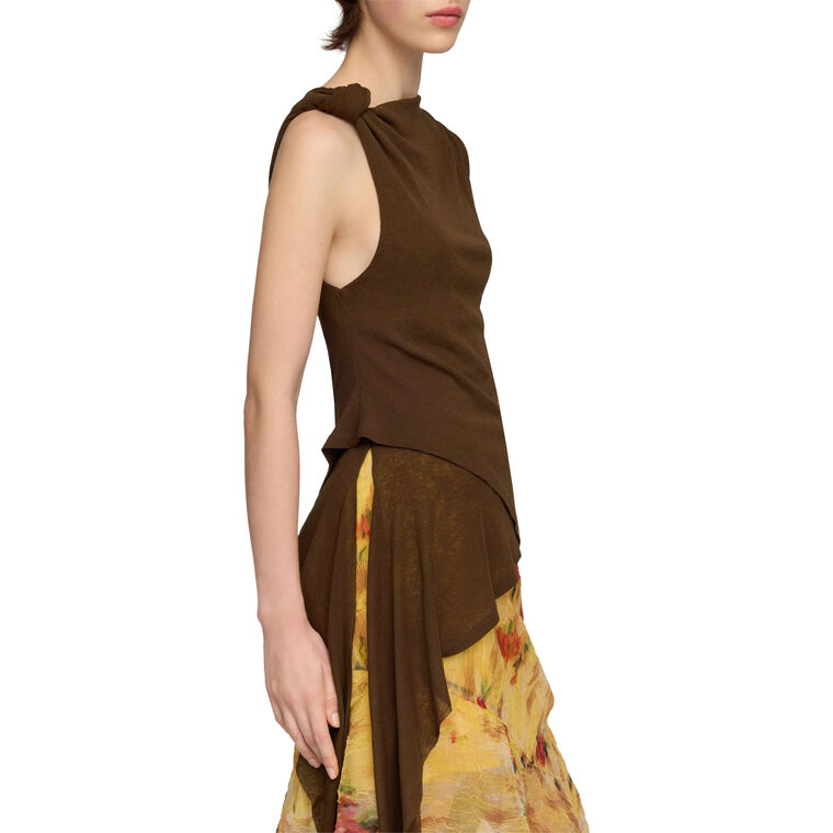 Marl Mesh Tie Knot Tank Top image number null
