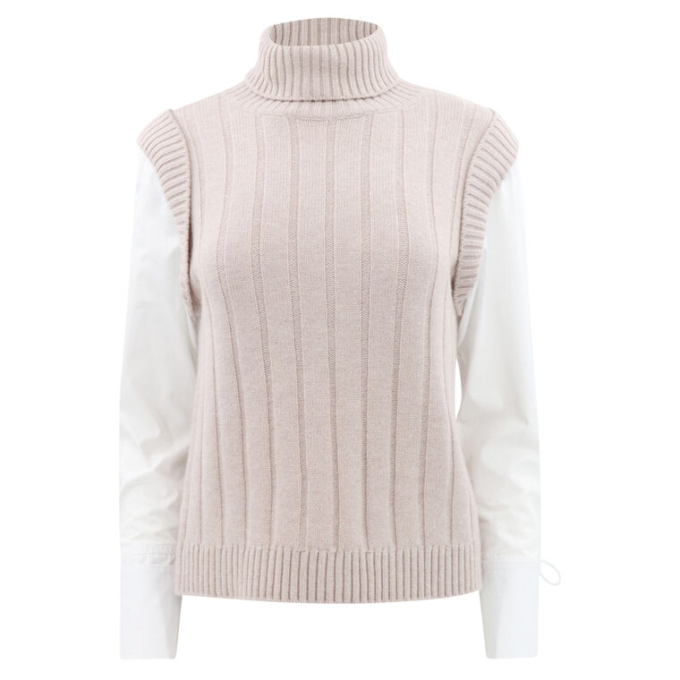 Paola Mixed Media Turtleneck Sweater image number null
