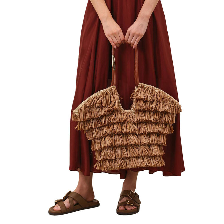 Goldentime Medium Fringe Tote Bag image number null