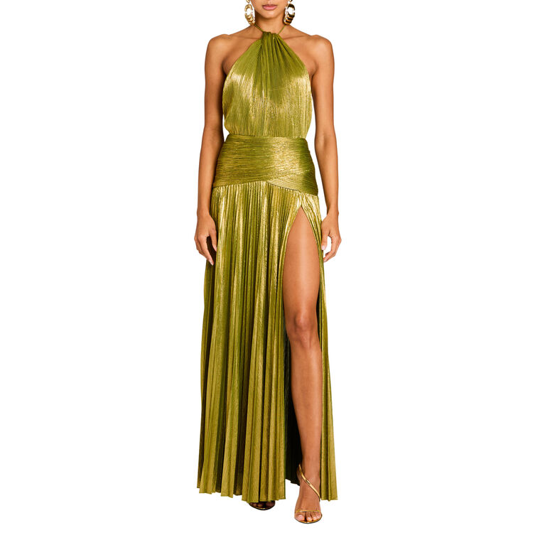 Thalia Halter Metallic Maxi Dress image number null