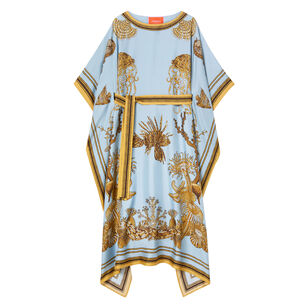 Short Sleeve Silk Square Maxi Kaftan