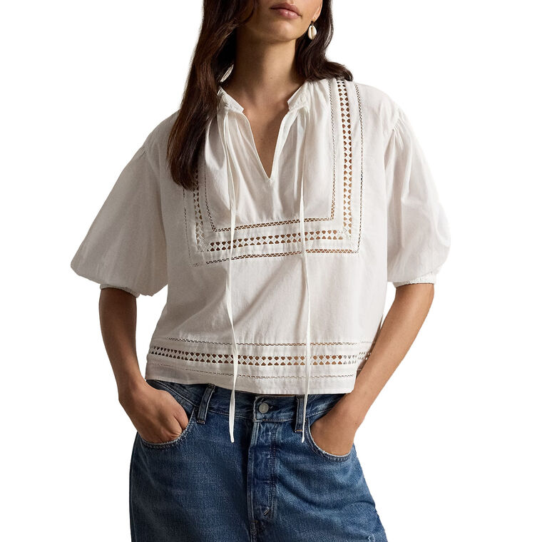 Lace-Trim Cotton Shirt image number null