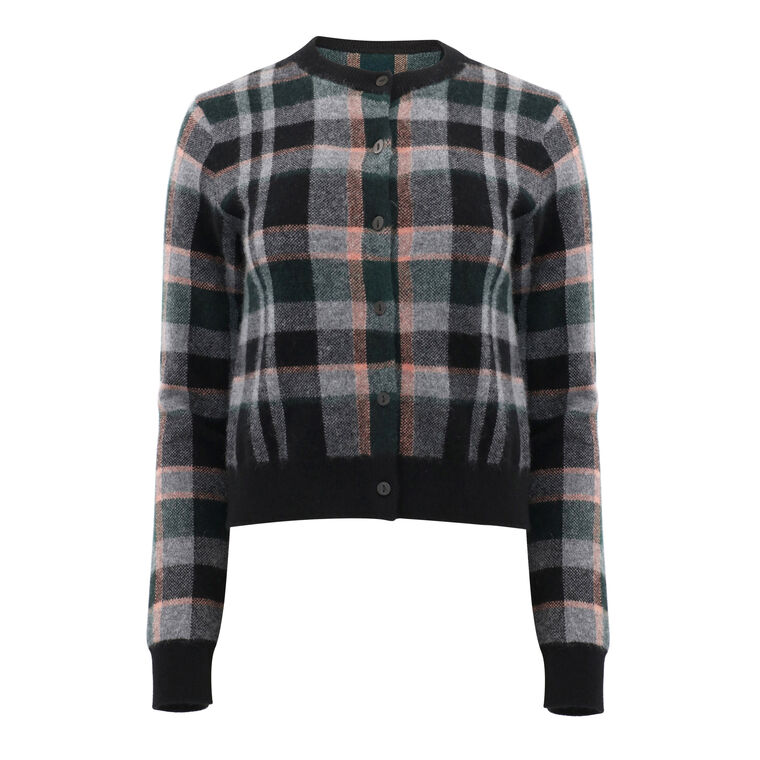 Cashmere Plaid Cardigan image number null