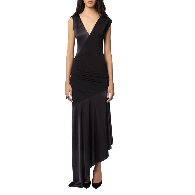 Sleeveless Asymmetrical Draped Midi Dress image number null