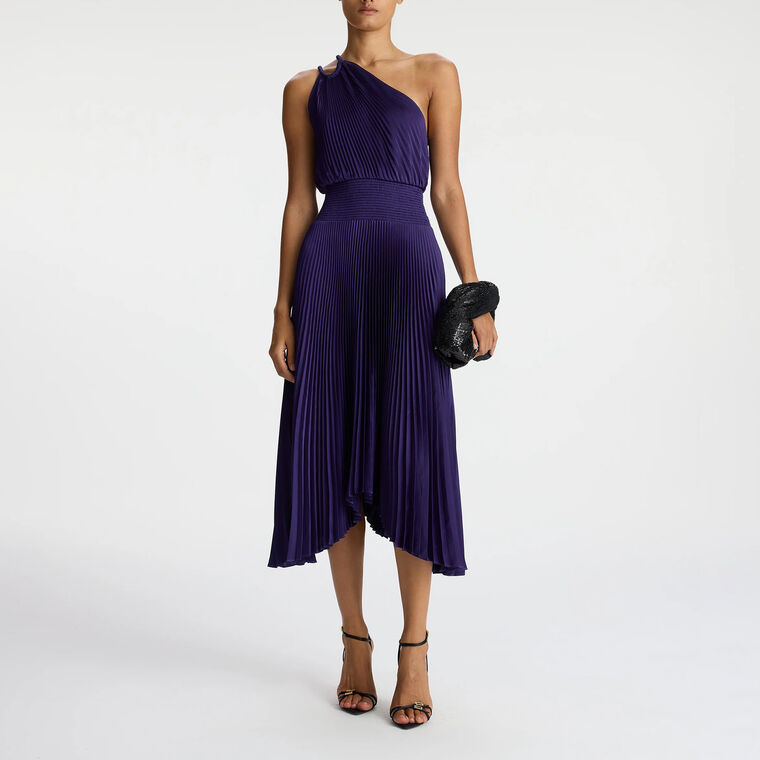 Ruby Satin Pleated Dress image number null
