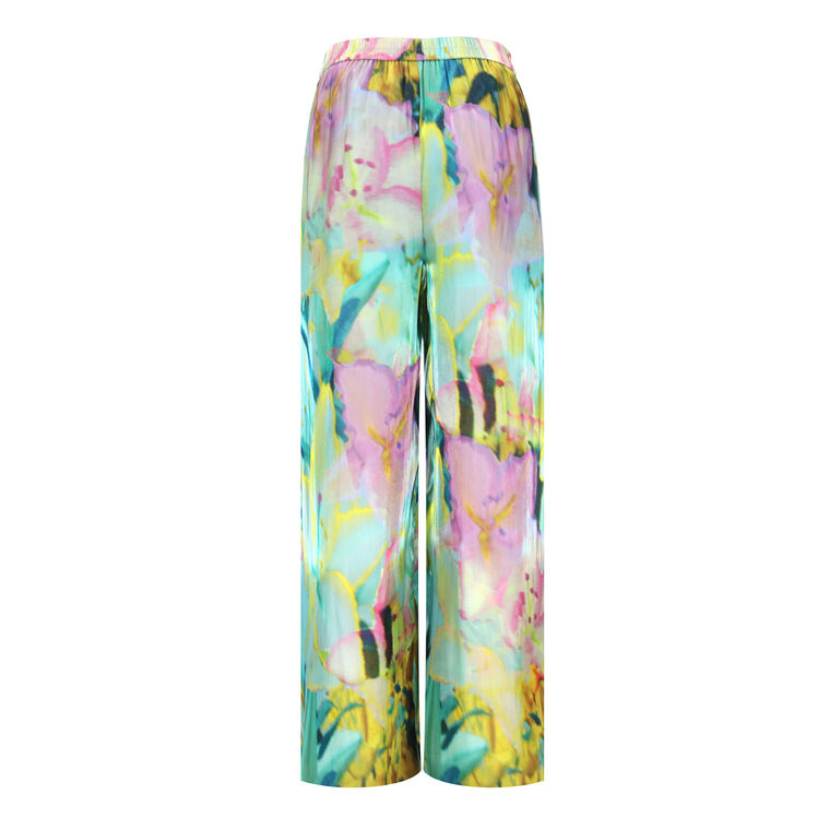 Loretta Lotus Metallic Satin Wide-Leg Pant image number null