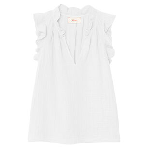 Bex Short Sleeve Ruffle Detail V-Neck Top