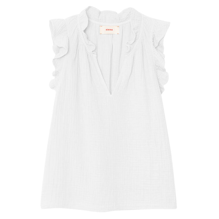 Bex Short Sleeve Ruffle Detail V-Neck Top image number null