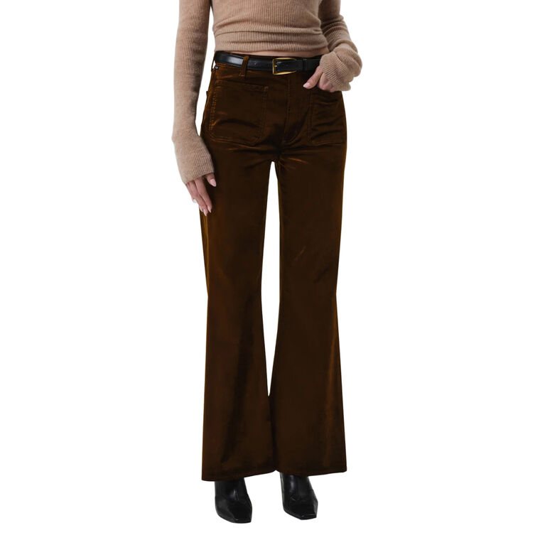 Kimberly High-Rise Patch Pocket Velvet Flare Jean image number null
