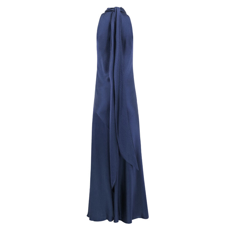 Hammered Satin Halter Neck Gown image number null